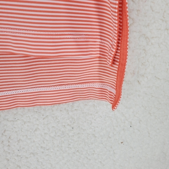 RLX Ralph Lauren Golf Polo Shirt Orange Wht Micro Stripe XL Performance Wicking - Picture 5 of 13